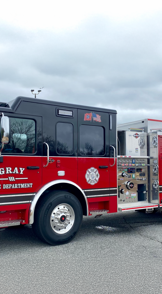 Gray Fire Department Side Mount Pumper