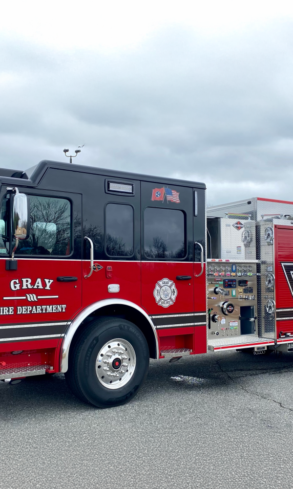 Gray Fire Department Side Mount Pumper