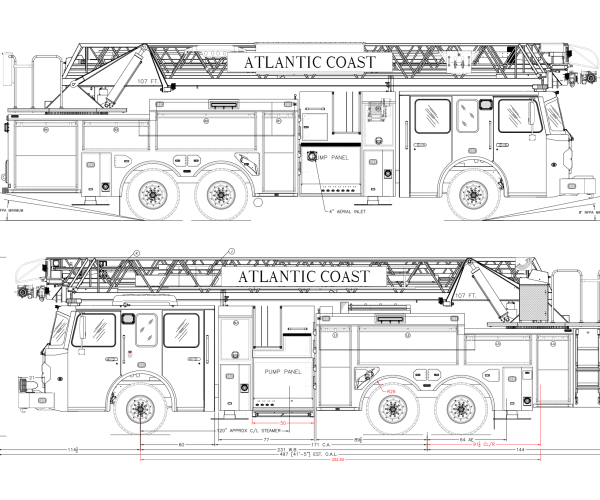107' Rear Mount Ladder Drawing